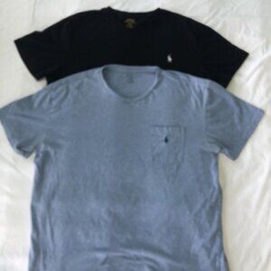 Set of 2 Men's Polo by Ralph Lauren Short Sleeve T-Shirts 1 Blue 1 Black Size L